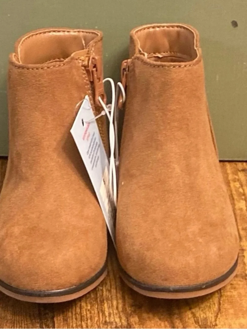 Cat & Jack Toddler Penelope Zipper Boots Cognac brown Size 8T  new